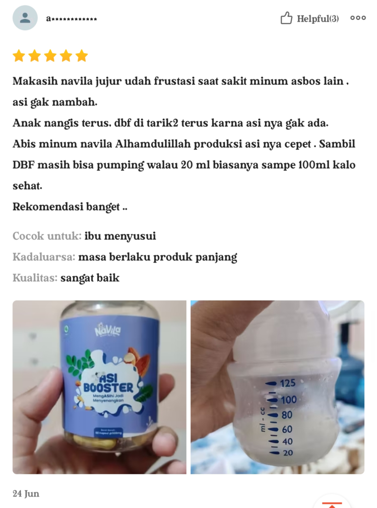 Testimoni ASI Booster Terbaik Navila Produktivitas ASI Meningkat